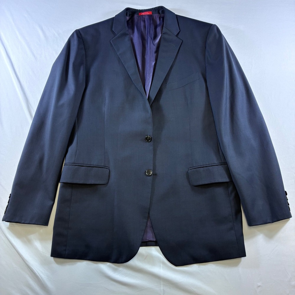 Saks Fifth Avenue RED Blazer Navy Blue Ermenegildo Zegna Wool Trim Fit 42L